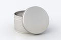 Blank metal round tin container box Royalty Free Stock Photo