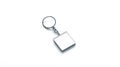 Blank metal square white key chain mock up side view,