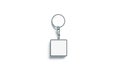 Blank metal square white key chain mockup top view