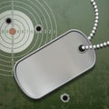 Blank metal tags on a chain. ID military soldier.