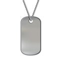 Blank metal tags hanging on a chain. ID military soldier. Isolat Royalty Free Stock Photo