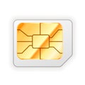 Blank micro sim card for phone with golden glossy chip on white Royalty Free Stock Photo