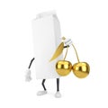 Blank Milk or Juice Carton Box Cartoon Character Mascot Person with Fresh Golden Cherry Fruit with Leaf in Hand . 3d Rendering Royalty Free Stock Photo