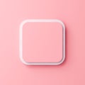 Blank minimal round square button or empty pink square sign on light pink pastel color background