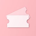 Blank minimal tickets on pink pastel color background