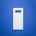 Blank mobile case on blue background. Smart phone cover for your design Royalty Free Stock Photo