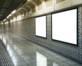 Blank Mock up Billboard Banner Light box in subway station