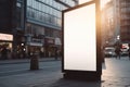 Blank Mock-up Street Banner in a Crowded City. Generative AI