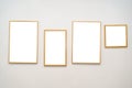 Blank mock up wood picture frame on white wall Royalty Free Stock Photo