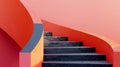 Blank mockup of an abstract staircase design using bold colors and shapes.