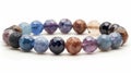 Blank mockup of a beaded stretch bracelet with a mix of faceted gemstones and accent beads.