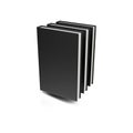 Blank mockup of 3 black books isolated on a white background