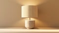 Blank mockup of a contemporary table lamp crafted from recycled materials and a paper lampshade. Royalty Free Stock Photo