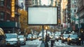 Blank mockup of a digitally animated billboard sign on a crowded street corner bringing life to the surrounding area Royalty Free Stock Photo