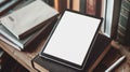 Blank mockup of an Ereader with a builtin audiobook feature allowing for seamless transition between reading and