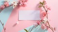 Blank mockup of an event ticket with a floral pattern and pastel color scheme perfect for a summer event