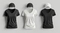 Blank mockup of a fitted vneck tshirt with cap sleeves suitable for printed designs with intricate details Royalty Free Stock Photo