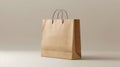 Blank mockup of a kraft paper shopping bag with a minimalist logo and tagline in a bold font