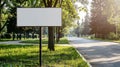 Blank mockup of a large multilayered directional sign at a park entrance providing information and direction to various Royalty Free Stock Photo