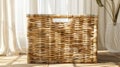 Blank mockup of a large rectangular laundry basket with a woven ropelike texture Royalty Free Stock Photo