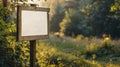 Blank mockup of naturebased tourism sign with a serene forest landscape Royalty Free Stock Photo