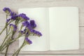 Blank Mockup Open Notebook Paper and Flower. template for input