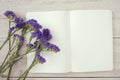 Blank Mockup Open Notebook Paper and Flower. template for input