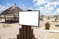 Blank mockup outdoor advertising with copy space on beach near t