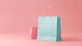 Blank mockup of a pastelcolored paper shopping bag with a modern and trendy brand name in bold lettering