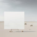 Blank mockup of poster billboard on wild horses and dusty plains, AI generation