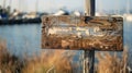 Blank mockup of a rugged marina sign made of driftwood and featuring a handpainted design.