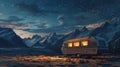 Blank mockup of scenic camper decal with a dreamy starry night sky and mountainscape perfect for stargazing trips. Royalty Free Stock Photo