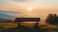 Blank mockup of a scenic viewpoint sign with a sunrise image and cursive text.