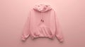 Blank mockup of a soft pink cropped hoodie with a raw edge hem and dropped shoulders.