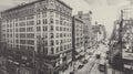 Blank mockup of a striking building mural featuring a vintage black and white photograph of a bustling city street.