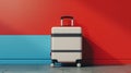 Blank mockup of a stylish twotoned rolling suitcase perfect for the fashionforward traveler. Royalty Free Stock Photo