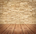 Blank Modern Brick Wall and wooden floor Royalty Free Stock Photo
