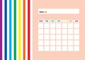 Blank Monthly Calendar Template Rainbow, Undated Monthly Planner