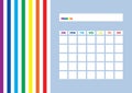 Blank Monthly Calendar Template Rainbow, Undated Monthly Planner
