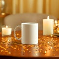 Blank Mug Warm Light Festive Sparkle Royalty Free Stock Photo