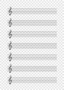 Blank A4 music notes on checkered background Royalty Free Stock Photo