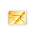 Blank nano sim card for phone with golden glossy chip on white Royalty Free Stock Photo