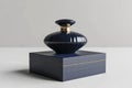 Blank Navy luxury perfume bottle and box logo mockup on white background, 3d rendering Royalty Free Stock Photo