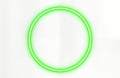 Blank neon green circle frame. Empty glowing shape. Modern design element. Futuristic, bright. Use for template design. Versatile Royalty Free Stock Photo