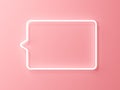 Blank neon light info speech bubble index sign or social media notification pop up sign pin icon on pink pastel color