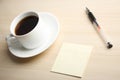 Blank note with ball pen and coffee Royalty Free Stock Photo