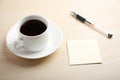 Blank note with ball pen and coffee Royalty Free Stock Photo