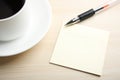 Blank note with ball pen and coffee Royalty Free Stock Photo