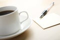 Blank note with ball pen and coffee Royalty Free Stock Photo