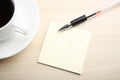 Blank note with ball pen and coffee Royalty Free Stock Photo